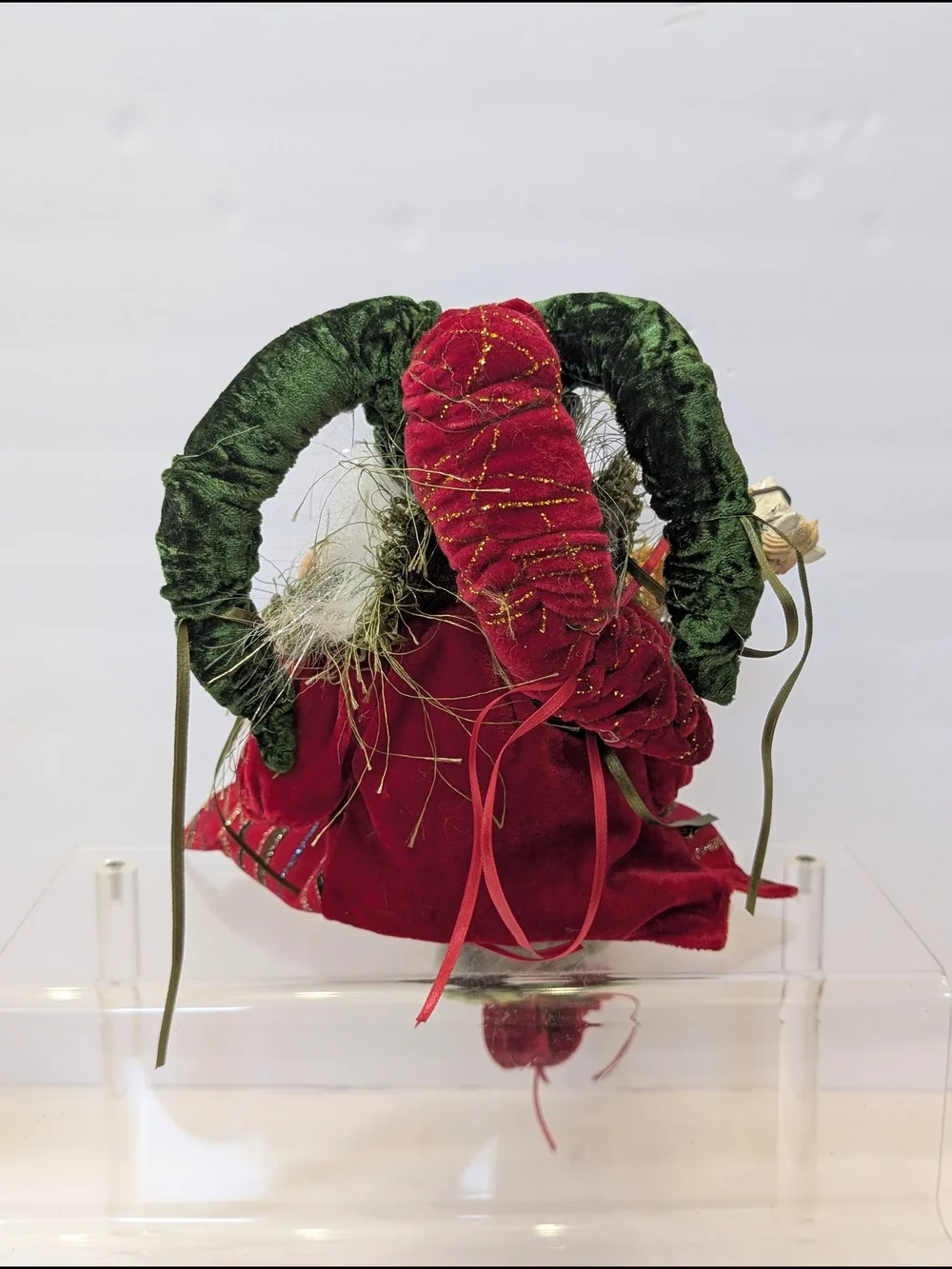 Festive Elf Doll in Green and Red Velvet